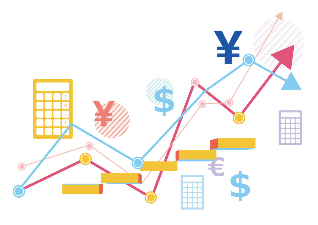 会社の成長ステップと売上のグラフ